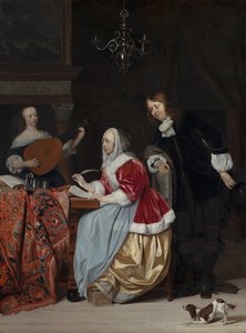 Bir Müzik Parçası Besteleyen Genç Bir Kadın by Gabriel Metsu
