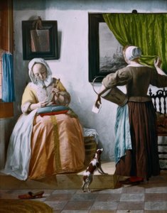 G.Metsu, mektupları okuyan bayan ve hizmetçi