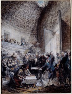 Kral Louis XVI (1754-1793) tarafından kraliyet cerrahi okulunun amfitiyatrosunun açılışı 14/09/1774 Gouache de Gabriel de Saint Aubin (1724-1780) 18. yüzyıl Paris, Musee Carnavalet by Gabriel de Saint Aubin