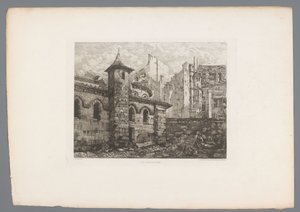 Gezicht op Saint-Julien-le-Pauvre Yoksul Aziz Julian (nesne üzerindeki başlık) Fransa etsen uit 1874 (seri başlığı) 1874 yılında gravür (seri başlığı)