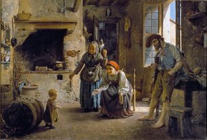 Bir çocuğun ilk adımları Resim Gaetano Chierici (1838-1920) 1865 Dim 70x100 cm Genes, Galleria d