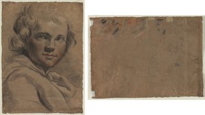 Bir Genç Adamın Başı (rekto) Bir Başın Eskizi (verso) by Gaetano Gandolfi