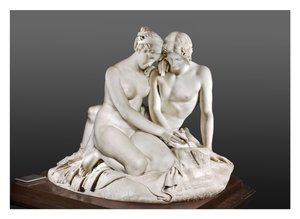 Angelica ve Medoro isimlerini bir ağaca oyuyor