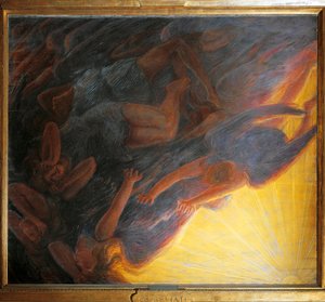 Meleklerin Düşüşü, üç parçalı orta panel by Gaetano Previati