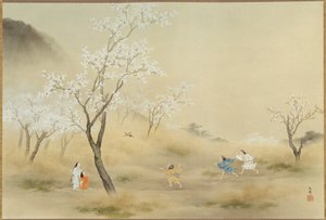 No-asobi (Tarlada Oynamak), c.1905 (kağıt üzerinde mürekkep ve renkli) by Gaho Hashimoto