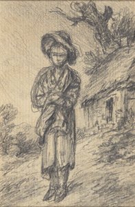 Bir Kulübenin Yanında Duran Çocuk by Gainsborough Dupont
