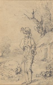 Bir kulübenin yanında duran çocuk by Gainsborough Dupont