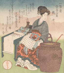 Nuji Japonca: Joki, Taoist bilgelerin yazılarını derleyen kadın görevli, Kağıt”..., yakl. 1827.