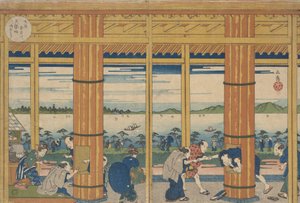 Tempozan Körfezi Kıyısında Duş Barınağı, 1838. by Gakutei