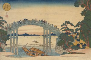 Aji Nehri üzerindeki Taş Köprü, Osaka, 1838. by Gakutei