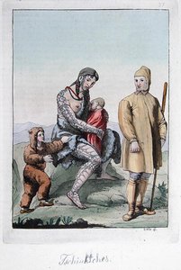 Çocuklarıyla birlikte bir Chukchi Çifti, Jules Ferrario tarafından 