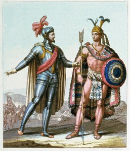 Hernan Cortes, 1519#39;da Montezuma II ile tanışıyor