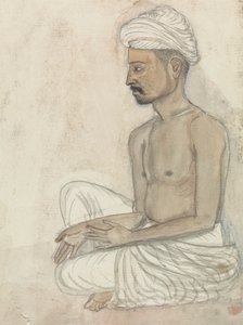 Bağdaş kurmuş Oturan Barechested Adam