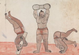 Egzersiz Yapan Üç Jeyties by Gangaram Chintaman Tambat