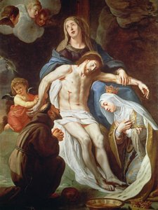 Pieta, Assisili Aziz Francis (c.1181-1226) ve Macaristanlı Aziz Elizabeth (1207-31) ile birlikte