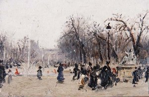 Tuileries Bahçeleri'nde (tahta) by Gaspar Miro Lleo