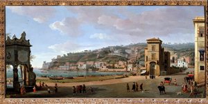 Chiaia bölgesinin görünümü, Napoli - Tablo, 17.-18. yüzyılın sonu by Gaspar van Wittel