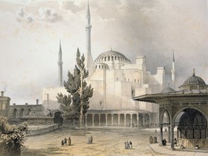 Ayasofya Avlusu (levha 15), Louis Haghe (1806-85) tarafından oyulmuş, 1852
