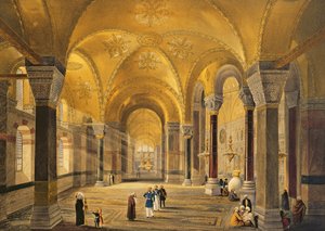 Ayasofya, levha 12: Güney batı köşesindeki Meme Galerisi, Louis Haghe (1806-85) tarafından oyulmuş, 1852