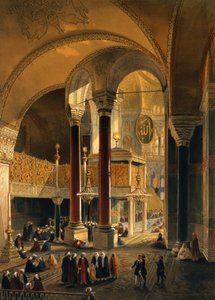 Ayasofya, levha 8: Louis Haghe (1806-85) tarafından oyulmuş İmparatorluk Galerisi ve kutu, 1852