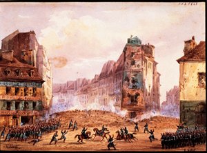 1848 Devrimi'nden bir sahne, Kültür Sainte Catherine Caddesi barikatı Şubat ayında, Gobaut, Fransa tarafından by Gaspard Gobaut