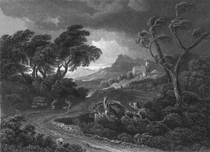 Bir kara fırtınası (gravür) by Gaspard Poussin (after) Dughet