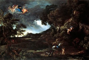 Dido ve Aeneas Birliği ile manzara, c.1664-48 (tuval üzerine yağlı boya) by Gaspard Poussin and Maratta or Maratti Carlo Dughet
