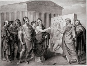 Atinalı politikacı Perikles (MÖ 495-429) ve arkadaşı Aspasie, Phidias