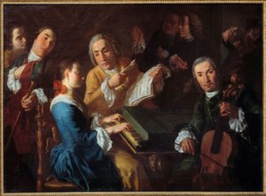 Konser Klavsen çalan bir müzisyen ve bir çellist. Gaspare Traversi