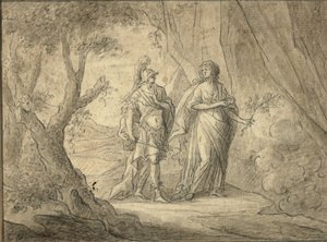 Bir ormandaki çift (kalem ve kağıt üzerine mürekkep)
