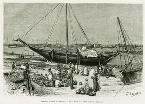 Zanzibar pazarında (Tanzanya) bir tepe. Edouard Charton (1807-1890), Hachette, Paris tarafından yönetilen le tour du monde 1888