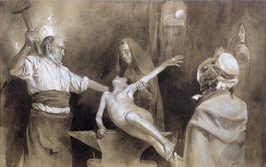Dalağı Çekmek (kalem ve kağıt üzerinde yıkama) by Gaston Vuillier