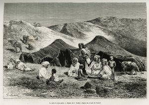 Rehberimin nezlası (akrabası). Cezayir Sahrasını göstermek için G.Vuillier tarafından gravür, V.Largeau tarafından 1874-1878, Tour du monde