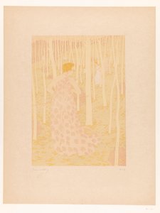 Bir ormanda avlanan kadınlar Chasseresses (orijinal başlık) by Gaston de Latenay (signed by artist)