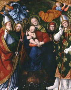 Madonna, Çocuk ve Azizler, 1516 (panel) by Gaudenzio Ferrari