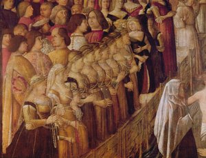 The Miracle of the Cross at the Bridge of Saint Lorenzo, detail of a group of Catherine Cornaro