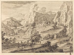 Rakamlar ve Manastır ile Dağlık Manzara by Georg Eisenmann
