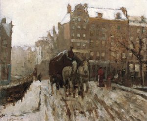 Paleisstraat tarafından Singel Kanalı üzerinde köprü, Amsterdam, c.1895-1900