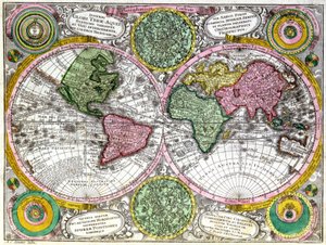 Dünya haritası ve göksel planisfer by Georg Matthäus Seutter