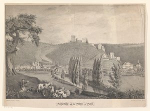 Sayner Hütte en het yuvası Sayn Saynerhütte ve Sayn Kalesi (nesne üzerindeki başlık) by Georg Osterwald
