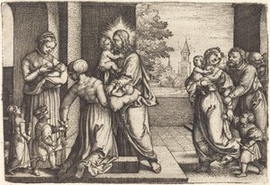 Çocuklarla çevrili İsa by Georg Pencz