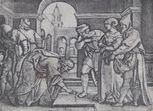 İsa ve Zina Kadın. by Georg Pencz