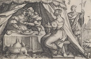 Judith ve Holofernes Yemek. by Georg Pencz