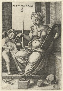 Geometri Geometri (nesne üzerindeki başlık) Yedi Liberal Sanatlar (dizi başlığı) by Georg Pencz