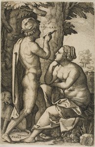 Yunan Kahramanlarından Paris ve Oenone by Georg Pencz