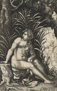 Procris ve Cephalus, 1539 (kağıt üzerine gravür) by Georg Pencz