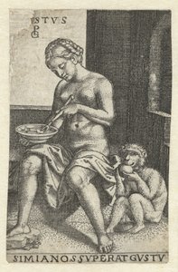 Tat (Gustus) Gvstvs simia nos svperat gvstv (nesne üzerindeki başlık) Five Senses (dizi adı) by Georg Pencz