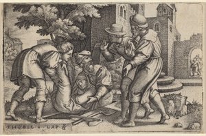 Tobias İsrail Çocuklarından Birini Gömüyor by Georg Pencz