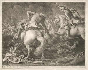 Prusya ve Macar Süvarileri arasındaki çatışma. by Georg Philipp I Rugendas