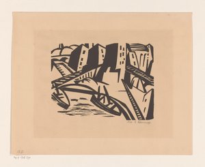Şehirde bir rıhtımda tekneler by Georg Schrimpf (signed by artist)
